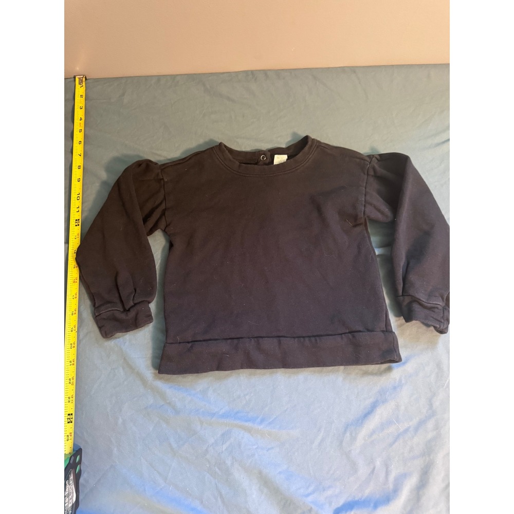 Colored Organics Black Organic Cotton Puff Sleeve Sweatshirt Kids 4T Pullover